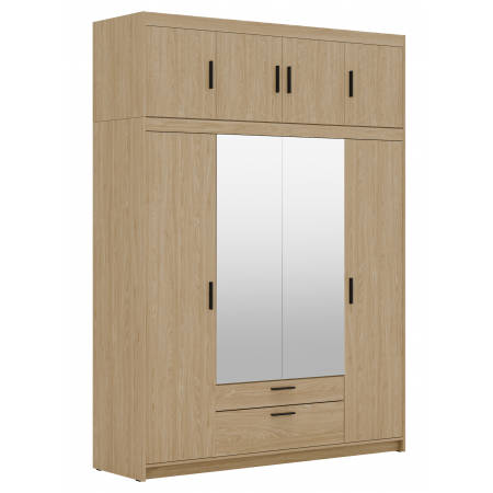 Szafa z lustrem nadstawką 176 cm garderoba TRINO dąb olejowany